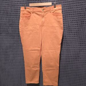 Orange Lifting Cropped Pants Sz10 34x24 Chicos Slimming Capri Tangerine Chic Mod